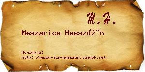 Meszarics Hasszán névjegykártya